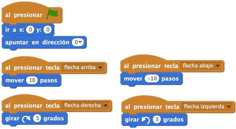 Movimiento de una nave en Scratch