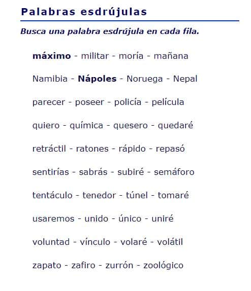 Encuentra la esdrújula.