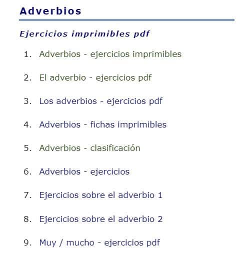 enseñar los adverbios ejercicios imprimibles pdf