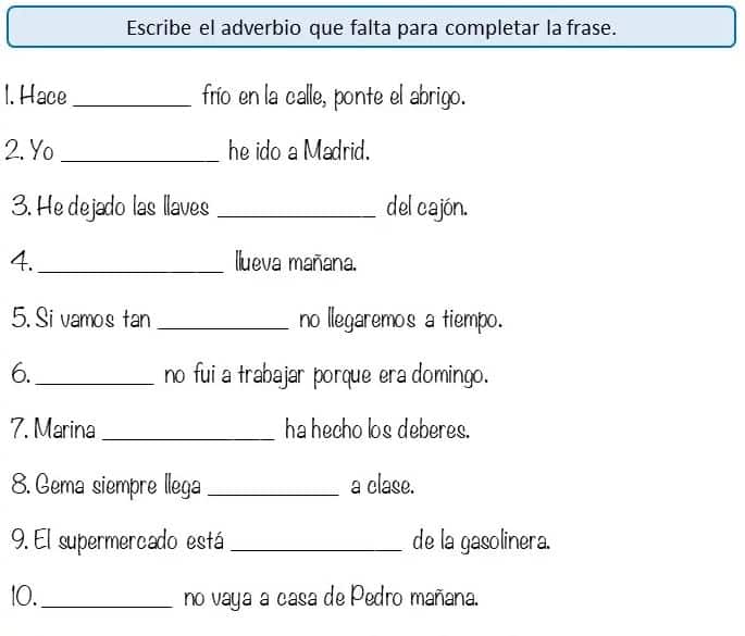 Comprensión lectora: enseñar los adverbios