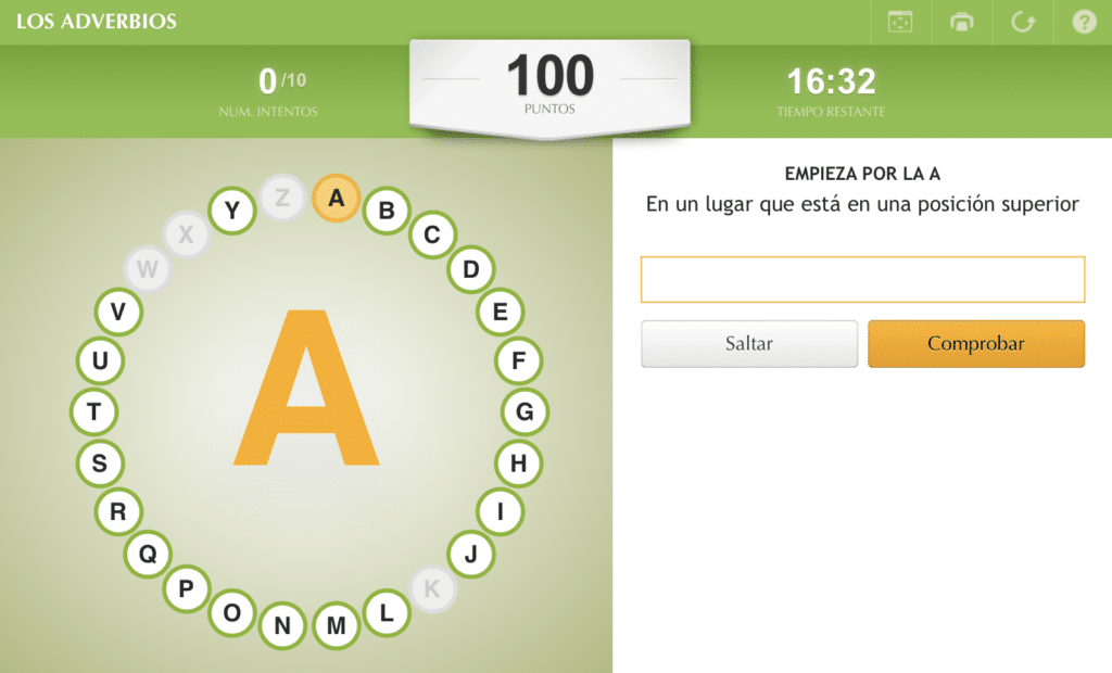 La ruleta de los adverbios