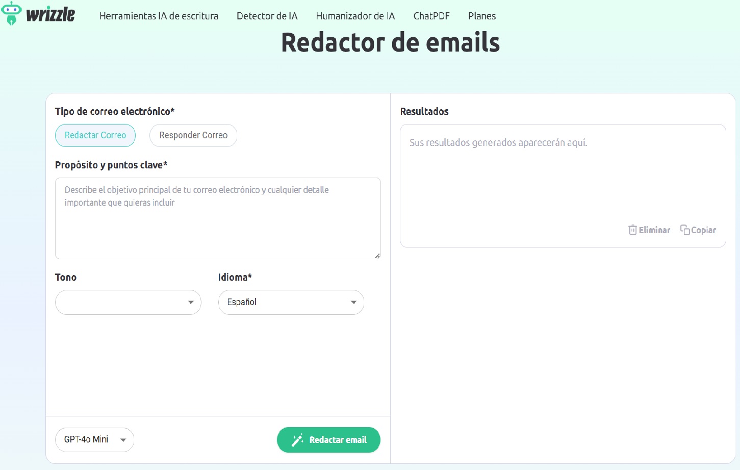 Wrizzle redactor de email con IA